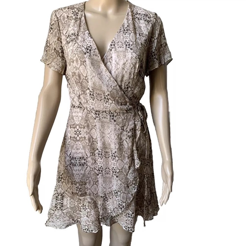 NWT All in Favor‎ Nordstrom Isabella Wrap Mini-dress brown Animal Print